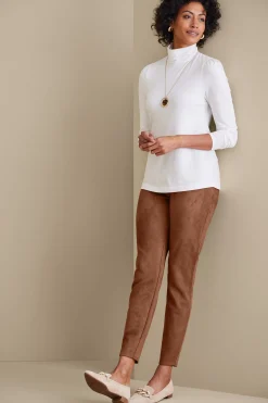 Faux Suede Pull-On Leggings