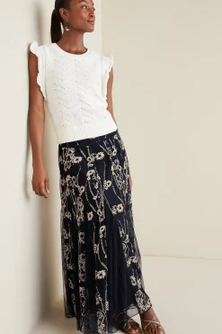 Petites Leatrice Embroidered Maxi Skirt