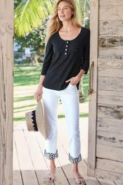 Solene Eyelet Denim Crop Jeans